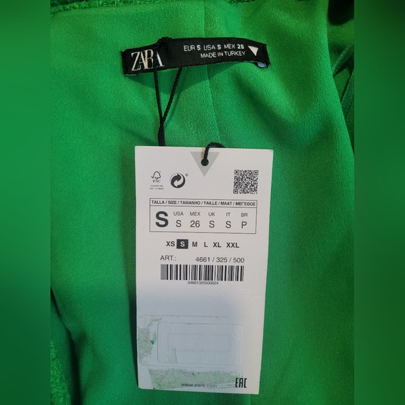 BLOGGER'S FAVE! Zara Elegant Green Tweed Mini Dress With Jewel Buttons NWT - Picture 9 of 9
